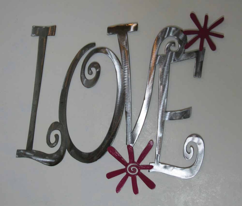 Love  and Flowers Steel Wall Art